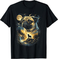 Pug Howling to The Moon Vintage 90s Funny Dog Graphic T-Shirt Unisex T-shirt, Sweatshirt, Hoodie, Long Sleeve Tee
