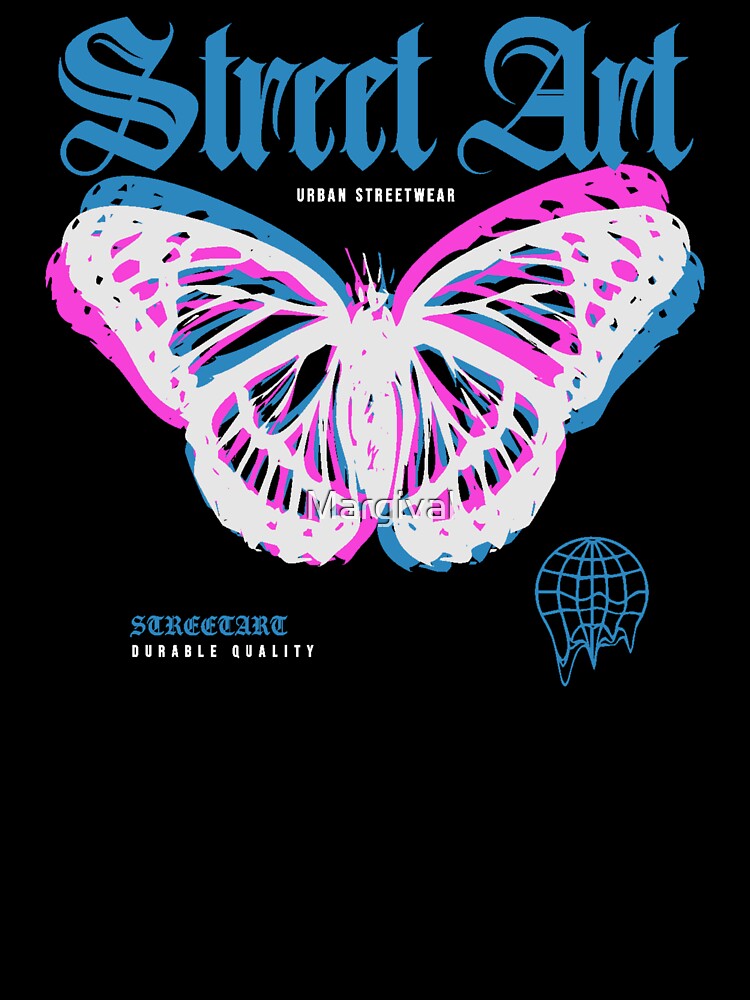 Vibrant Butterfly Street Art - Urban Streetwear by Margival Unisex T-shirt, Sweatshirt, Hoodie, Long Sleeve Tee