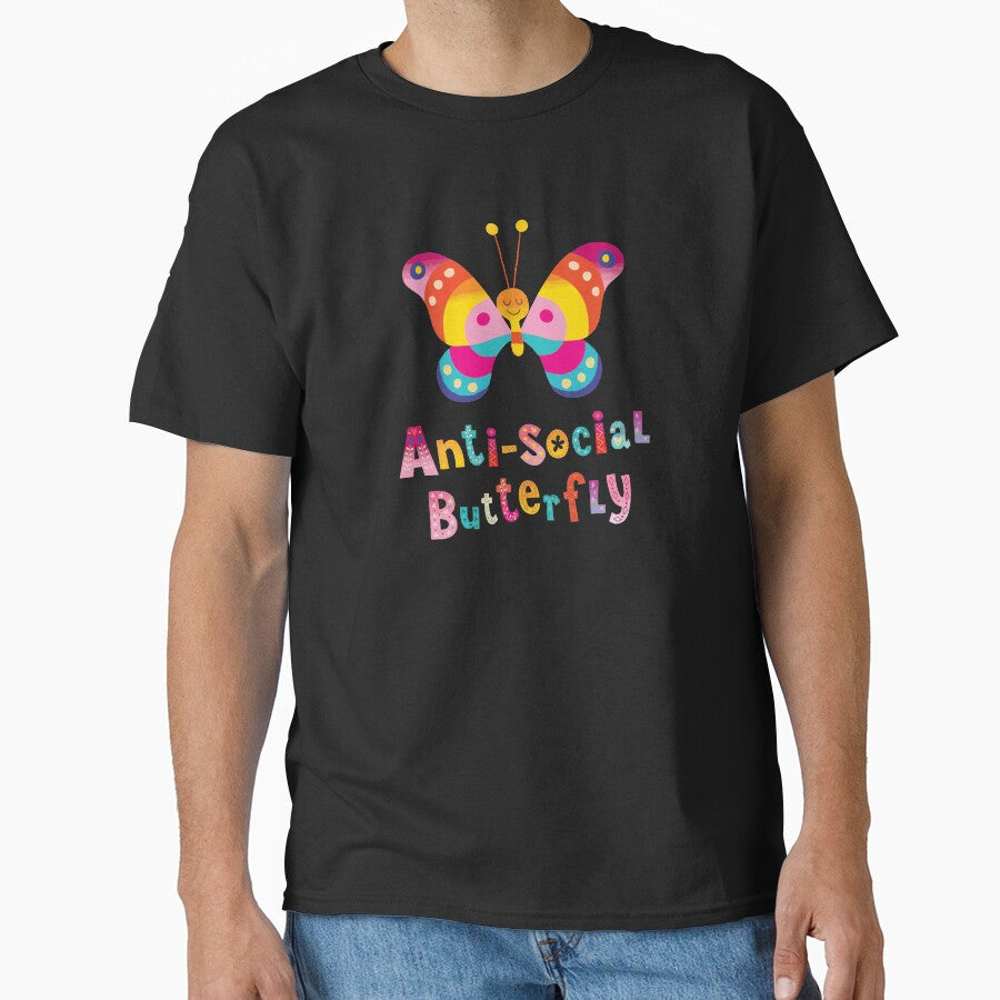 anti social butterfly pinky by aylinlakin Unisex T-shirt, Sweatshirt, Hoodie, Long Sleeve Tee