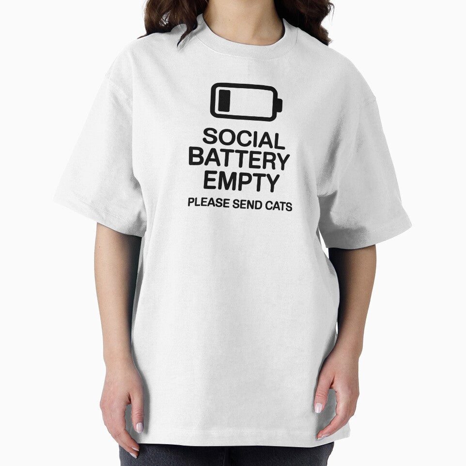 Social Battery Empty Please Send Cats Funny Introvert ADHD Cat Lover Neurodivergent Gift by GrafTeesLab