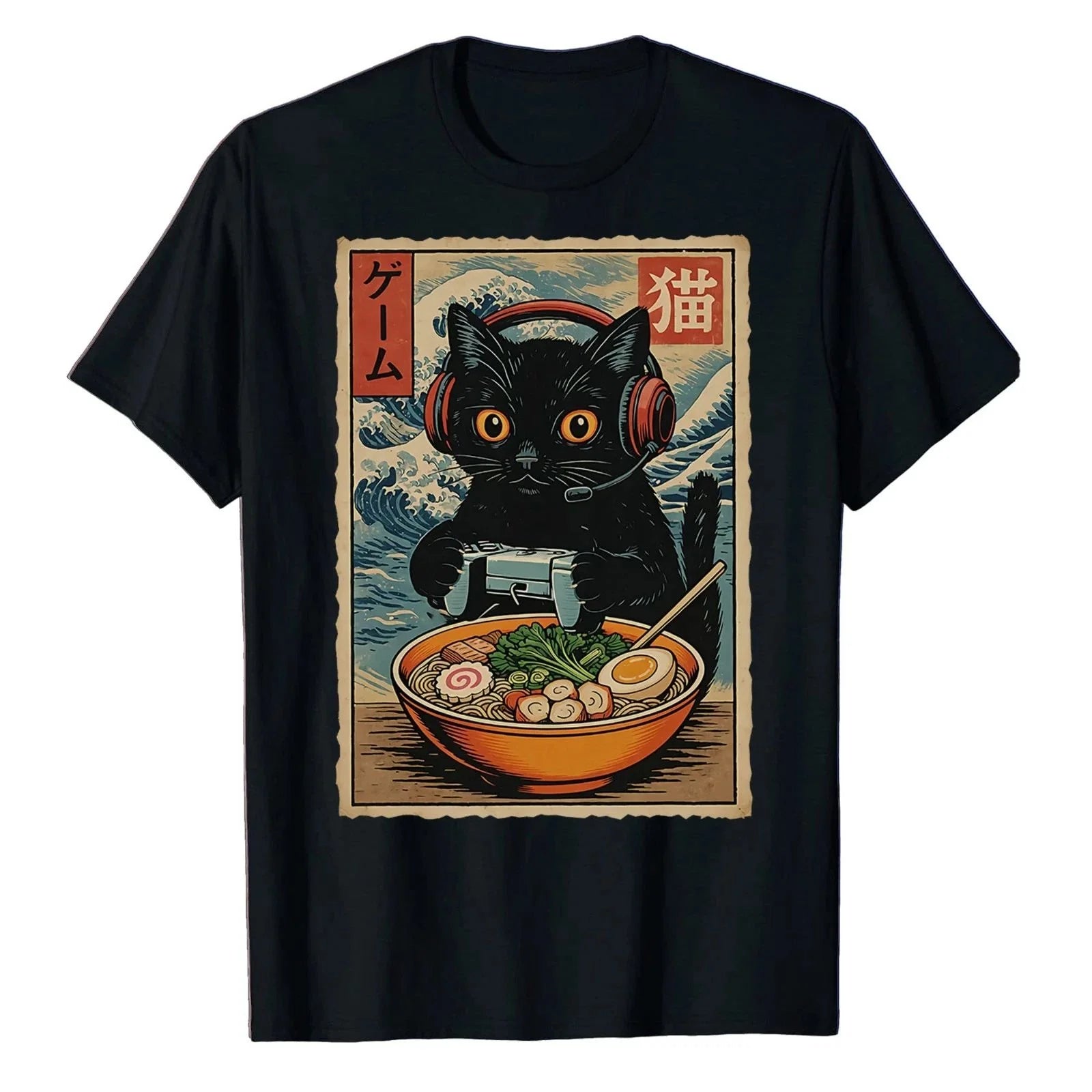 Kawaii Gamer Cat Ramen T-shirt Retro Japanese Cute Cat Lovers Gaming Funny Tee Unisex T-shirt, Sweatshirt, Hoodie, Long Sleeve Tee
